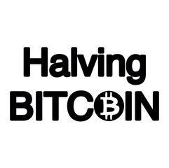 Halving Bitcoin inscription. Black and white lettering isolated. Halving 2024. Bitcoin coin. Modern vector illustration topography. Blockchain technology.