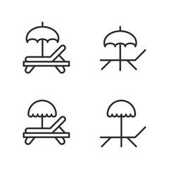 Simple set of sunbed icons in trendy line style. 