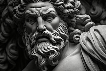 Fototapeta na wymiar Neptune cast stone sculpture