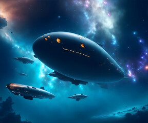 Submarine space ships exploring the galaxy