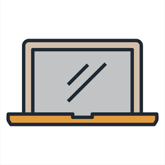 Laptop related color line vector icon, illustration. The icon is about front angled, notebook, computer, technology, tablet, internet. 