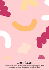 Abstract Minimal Vector Background in Trendy Doodle Style.   Vibrant Graphic Print with Dynamic Lines and Geometric Shapes.  Set of Vivid Poster 80s - 90s Design for Landing Page, Cover, Brochure.