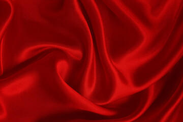 Plakat Dark red fabric texture background, detail of silk or linen pattern.
