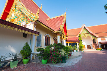 architecture of traditional temple in vientiane, lao