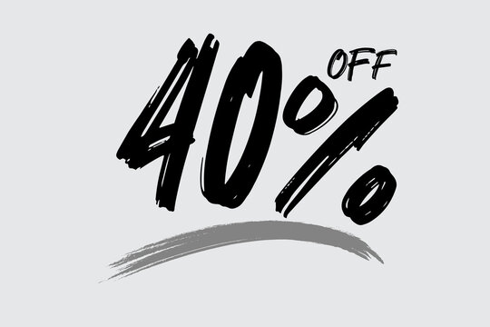 Special offer discount. Hand drawn numbers of 40% OFF. Black Friday Sale.