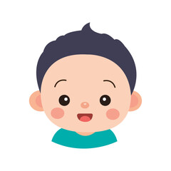 Joyful Baby Grins with cute face headed on white background using vector illustration art