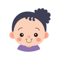 baby girl with cute smile and  cute hairstyle isolated on white background using vector illustration art