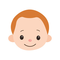 baby boy with brown hairs face headed in white background using vector illustration art