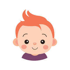 illustration of little baby with cute smile and different style orange hairs and spikes hairstyle using vector illustration art