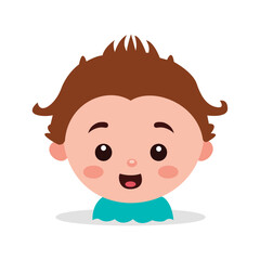 cute boy illustration happy face logo on white background using vector illustration art