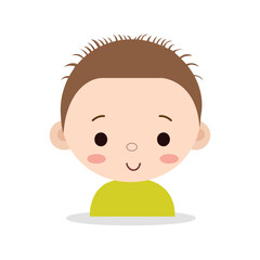 cartoon child's head smiley face wearing green t-shirt isolated on white background using vector illustration art