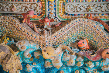 Contemporary sculptures, cartoons.Wat Pariwas,Temple In Thailand.
