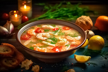 Shrimp soup. generative ai
