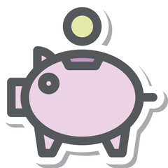 ステッカー風ミニミニアイコン　貯金箱