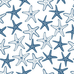 Seamless starfish underwater life hand drawn vector seamless pattern