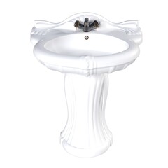 Washbasin isolated on white background, sink, 3D illustration, cg render