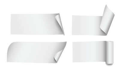 Collection of blank paper pages in different positions isolated on transparent background