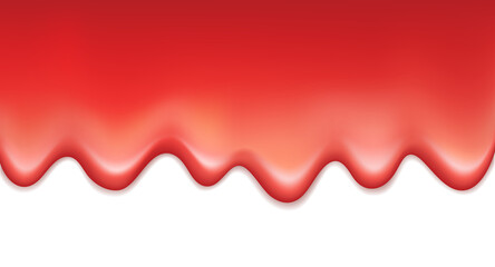 Realistic flowing red jam or syrup isolated on transparent background