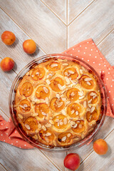 homemade pie with apricots and almonds