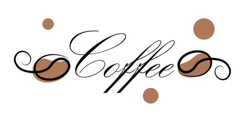 Coffee on a white background. Lettering. Vector illustration in doodle style