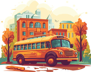 School bus, Camping van, vacation, journey, trailer, vehicle, adventure, car, icon, vector, motor, recreation, trip, truck