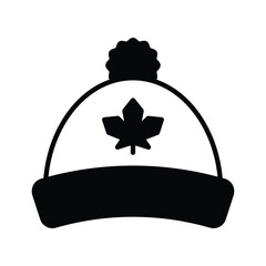 Maple leaf on hat showing concept vector of canadian cultural hat, customizable icon