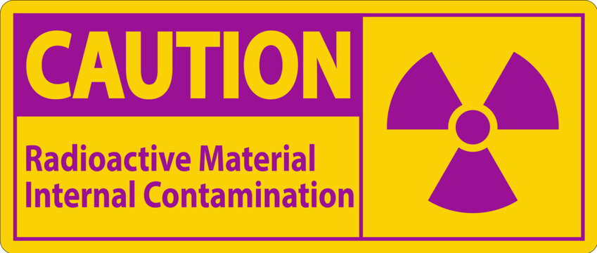Caution Radiation Sign Radioactive Material Internal Contamination