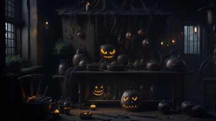 Fototapeta na wymiar Horror Halloween Night Scene