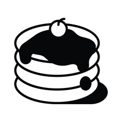 Premium vector of pancake with melted butter and cherry on top