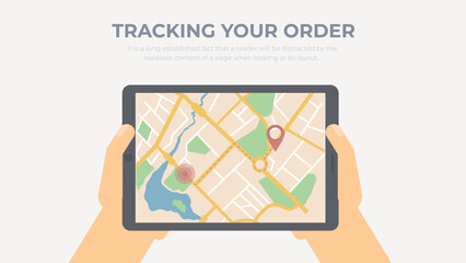 Order tracking vector. GPS navigation map, track your movement in real time illustration. 
