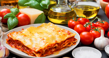 Lasagna alla bolognese, cucina italiana - 616999663