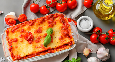 Lasagna alla bolognese, cucina italiana - 616999665