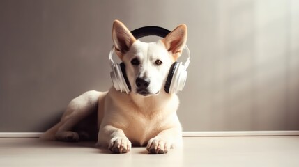 The Rhythm Reveler: Dog in Headphones Immerses Itself in Musical Joy