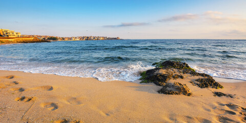 sunrise at the sea. vacation and recreation in bulgaria concept. sunny weather