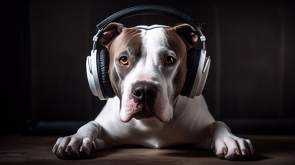 Sonic Seeker: Dog in Headphones Scours the Earth for Musical Gems - obrazy, fototapety, plakaty