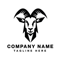 goat head emblem design in monochrome style 