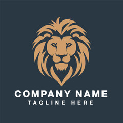 lion head template, strong, golden royal premium elegant design