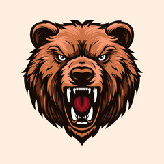 aggressive bear head vector illustration