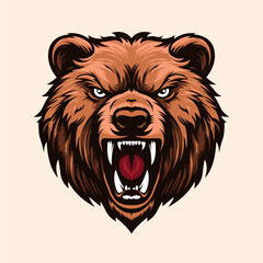 aggressive bear head vector illustration