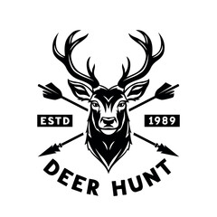deer hunting club emblem, deer and bow, wild deer, wild animal