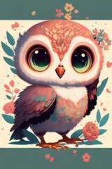 Cartoon Owl Created with Generative AI Tools