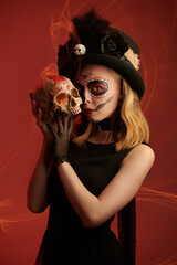 girl with skull