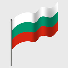 Vector Bulgaria flag. Waved Flag of Bulgaria. Bulgaria emblem, icon.