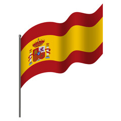 Vector Spain flag. Waved Flag of Spain. Spain emblem, icon.
