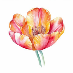 Detailed watercolor illustration showcasing the beauty of a tulip