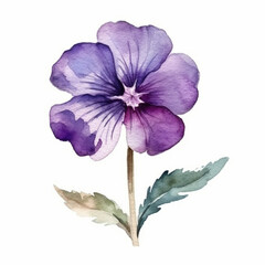 Violet flower depicted in a watercolor artwork