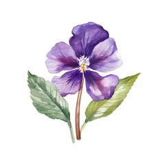 Soft and dreamy watercolor depiction of a violet flower