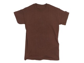 Brown T-shirt blank white background
