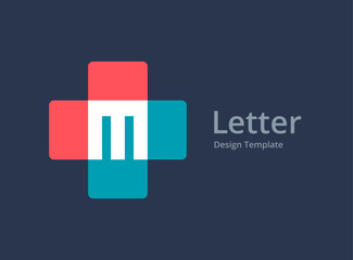 Letter M cross plus medical logo icon design template elements