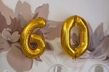 the number 60 for interior decoration on a holiday